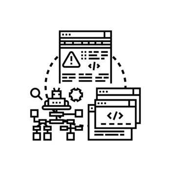 depuración un sistema concepto identificando código errores vector