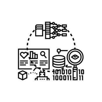 análisis proceso estudiando datos y artificial inteligencia vector