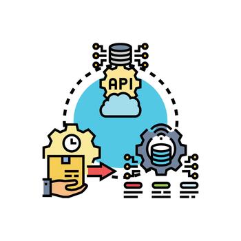 Web service integration implementing api cloud technology vector