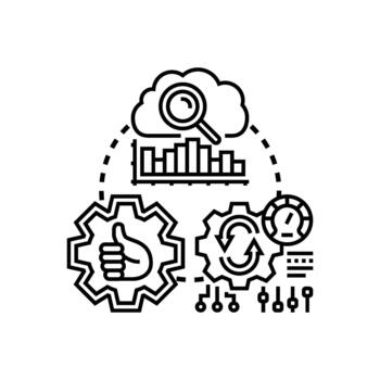 Agile operations process concept with data analysis vector
