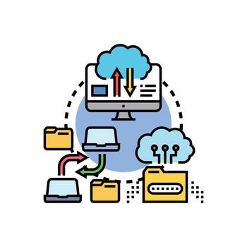 Cloud data document transfer storage concept vector