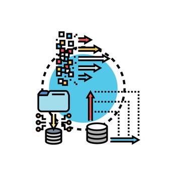nube datos tubería administración concepto visualizante datos fluir vector