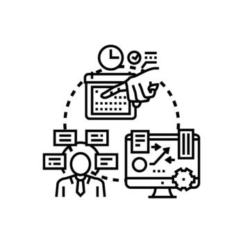 Project task tracking system workflow planning process vector