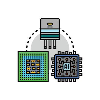 Processing unit chips as computer hardware components vector