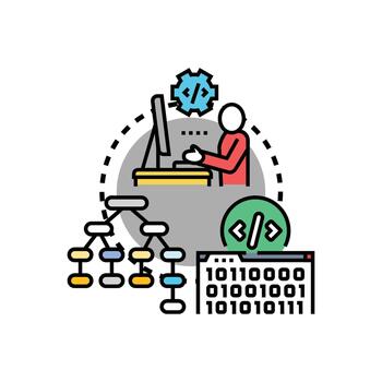 Software update for programming language development concept vector