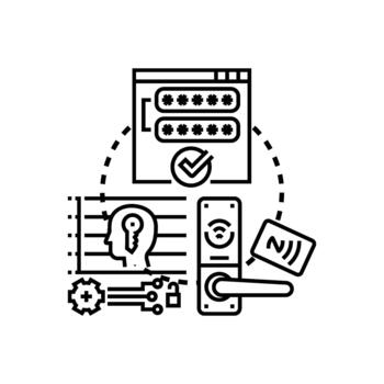 Mobile device authentication technology concept developing digital security vector