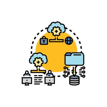 Cloud migration process moving data and users vector