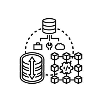 Data storage modules concept with distributed database network vector