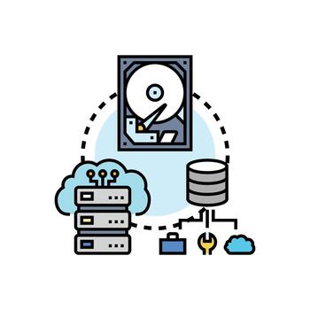Hosted sample storage data cloud computing concept vector