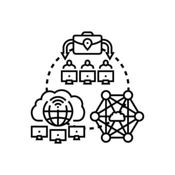 colaborativo red informática conectando global equipo para datos compartiendo vector