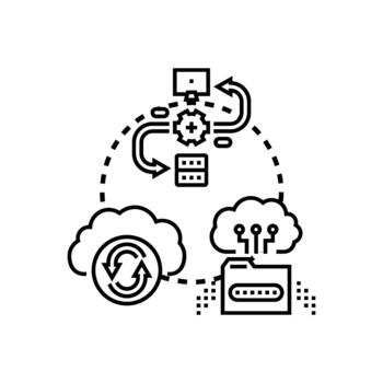 Online database cloud computing network technology concept vector