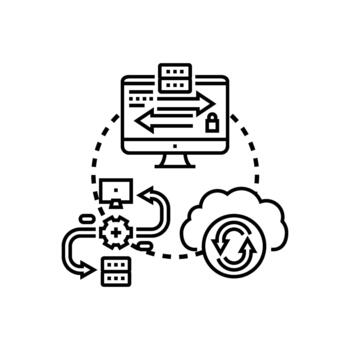 Platform data exchange, cloud computing and secure network connection vector