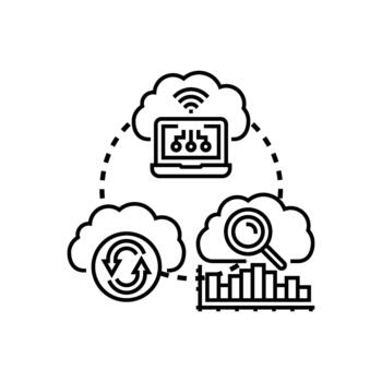 Cloud service evolution process with data analysis concept vector