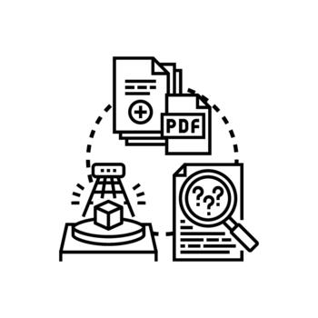 Document scanning process digitalization and data conversion vector