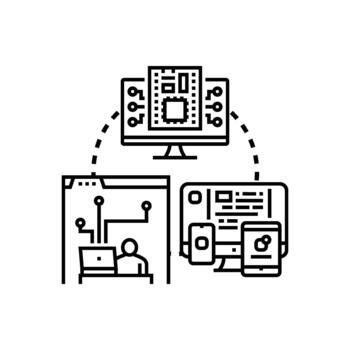 software versión actualizar instalando a través de múltiple digital dispositivos vector