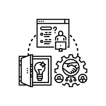 Collaborative problem solving process icon concept vector