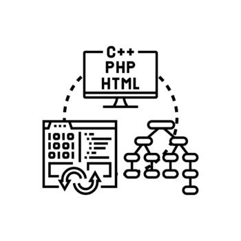 software desarrollo código dialectos y programación idiomas vector