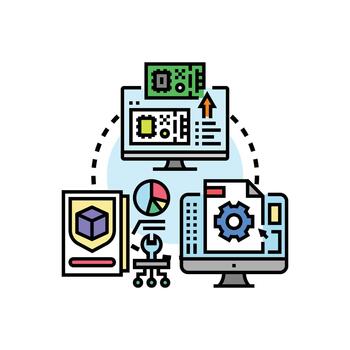 Physical prototype implementation process concept vector