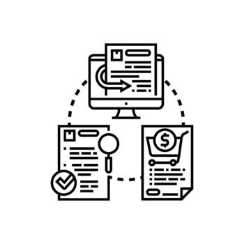 Accepting purchase request online order processing concept vector