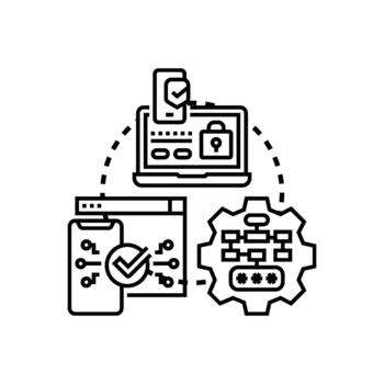 Secure multi factor authentication process concept icon vector