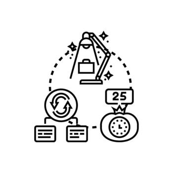 atención Temporizador método para eficaz tarea administración vector