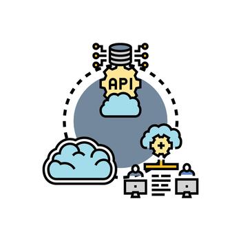 Cloud solution architect designing server infrastructure vector