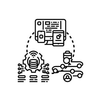 Software system map illustrating digital technology development process vector