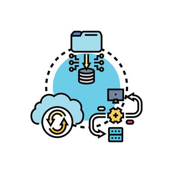 Networked database in the cloud computing concept vector