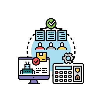 sistema verificación proceso analizando datos y los usuarios vector