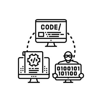 Creating and developing digital program code concepts vector