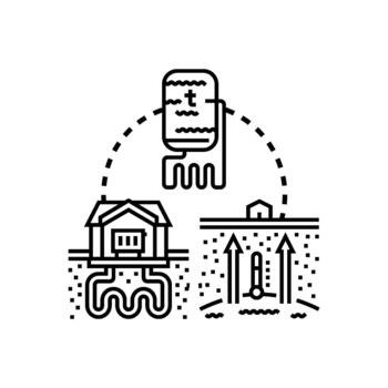 Ground source heat pump loop system concept vector