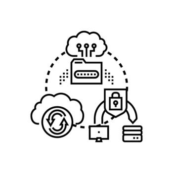 nube informática almacenamiento y transferir protegido datos vector