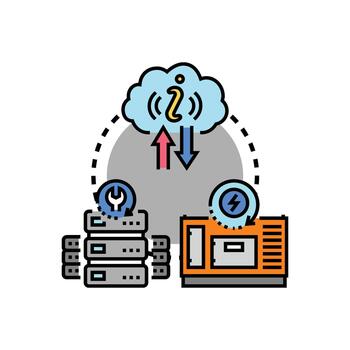 Main data storage centers cloud computing concept vector