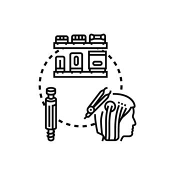 Cochlear implant device components assembling process vector