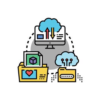 documento subir almacenamiento nube informática concepto vector