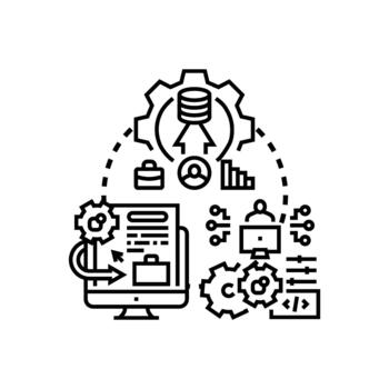 integración céntrico sistema automatizando datos flujo de trabajo proceso vector