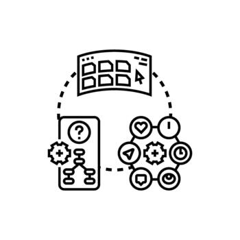 usuario frente a solicitud capa desarrollo concepto vector