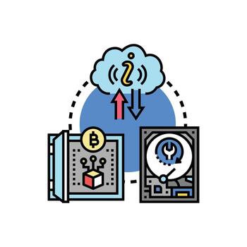 Encrypted data storage networking secure cloud computing vector