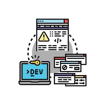 Software error diagnosis and debugging concept development vector