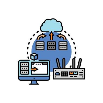 datos centrar red Procesando nube informática infraestructura operaciones vector