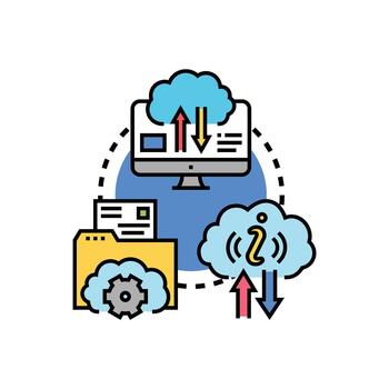 archivos contenido compartiendo nube informática concepto vector