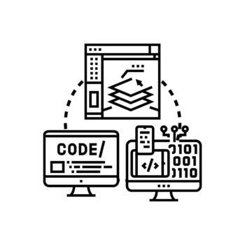 generando programación código desde visual diagramas concepto vector