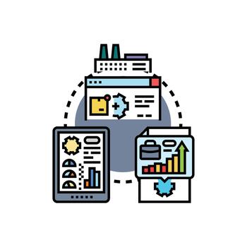 Factory performance analytics data optimizing industrial process vector