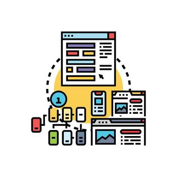 Webpage layout design developing responsive interface concept vector