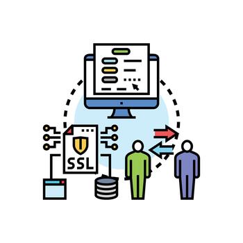 seguro https apretón de manos validando datos cifrado tecnología vector