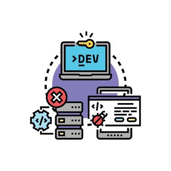 Bug testing software development process concept vector