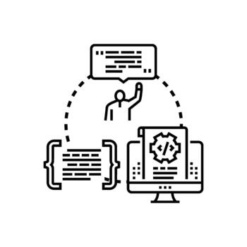 Developer using coding language for software creation vector