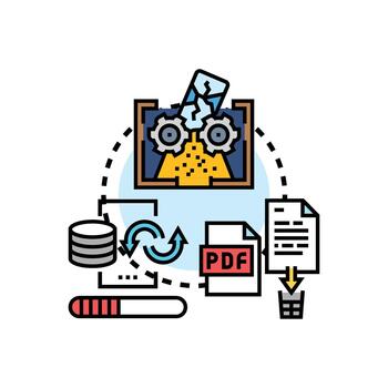 Document shredding process for data security concept vector