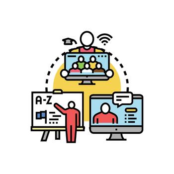 en línea educación aprendizaje tutorial concepto enseñando programa vector