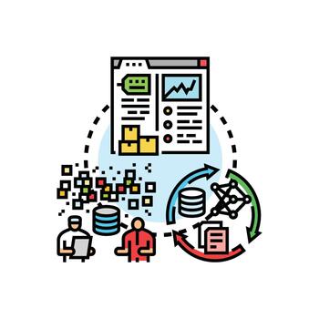 Presenting data visualization and analysis process vector